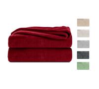 Komfortec Manta mullida, Manta de Forro Polar, Certificado Öko-Tex, Supersuave, 220 x 240 cm, 260 g/m², Color Burdeos