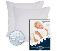 Komfortec Protector de Almohada Impermeable Paquete De 2, 45 x 45 cm, con Cremallera, Transpirables, antiácaros, Blanco