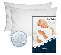 Komfortec Protector de Almohada Impermeable Paquete De 2, 50 x 70 cm, con Cremallera, Transpirables, antiácaros, Blanco