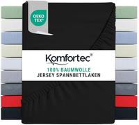 Komfortec Sábana Bajera Ajustable de 140 x 200 cm, 100% algodón, Color Negro
