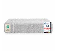 Komfortec Toalla de Baño 100x200 cm 100% Algodón, Toalla Sauna XXL, Suave y Absorbente, Rizo, Secado Rápido, Plata