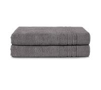 Komfortec Juego de 2 Toallas de Sauna 80 x 200 cm, 100% Algodón, Toallas XXL para Sauna, Suaves, Grandes, de Rizo y de Secado Rápido, Gris