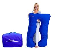 Komfortkissen Original - Almohada ortopédica premium | Almohada corporal | Almohada para dormir de lado para adultos - Para un mejor sueño y contra dolores de espalda - 100 x 150 cm (algodón - azul)