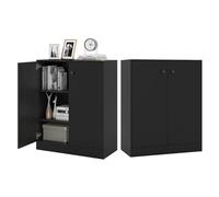 KOMFOTTEU Aparador de Cocina con 2 Puertas, Armario Bajo con 3 Estantes, Mueble Buffet con Dispositivos Antivuelco, Mueble de Almacenamiento para Sala de Estar, Comedor, 72 x 34 x 86 cm (Negro)