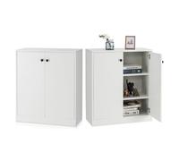 KOMFOTTEU Aparador de Cocina con 2 Puertas, Armario Bajo con 3 Estantes, Mueble Buffet con Dispositivos Antivuelco, Mueble de Almacenamiento para Sala de Estar, Comedor, 72 x 34 x 86 cm (Blanco)