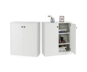 KOMFOTTEU Aparador de Cocina con 2 Puertas, Armario Bajo con 3 Estantes, Mueble Buffet con Dispositivos Antivuelco, Mueble de Almacenamiento para Sala de Estar, Comedor, 72 x 34 x 86 cm (Blanco)