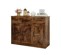 KOMFOTTEU Aparador de Cocina con 3 Cajones, Mueble Buffet con 3 Puertas y Estantes Ajustables, Armario Bajo con Kit Antivuelco para Comedor, Sala de Estar, 108 x 38 x 81 cm (Industrial)