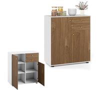 KOMFOTTEU Armario Buffet con 2 Cajones, Aparador de Cocina con 2 Puertas, Mueble Bajo con 3 Estantes Ajustables, Mueble de Almacenamiento para Comedor, Salón, 74 x 35 x 85,5 cm (Natural)