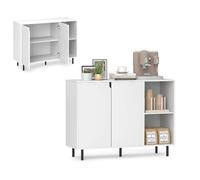 KOMFOTTEU Armario Buffet de Cocina, Aparador Bajo con 2 Puertas y 2 Compartimentos, Mueble Auxiliar con Estante Ajustable de 5 Niveles, Mueble de Almacenamiento con Protección Antivuelco