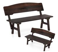 KOMFOTTEU Banco de Jardín de Madera de Abeto, Banco de Parque de 2 Plazas con Respaldo Inclinado, Silla de Descanso con Carga de 325 kg, para Balcón, Patio, Terraza, 120 x 51 x 78 cm