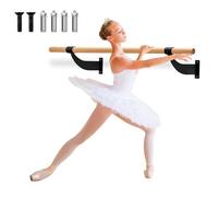 KOMFOTTEU Barra de Baile de Pared, Barra de Ballet de Madera de Haya, Barra de Danza Clásica de 38 mm de Diámetro, para Yoga, Estiramiento, Estudio, Niños y Adultos (Negro)