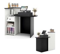 KOMFOTTEU Encimera Recepción, Cajón con cerradura, Estanterías abiertas | Comptoir Caja, Oficina Recepción, para Boutique, Peluquería, Hotel, Salón de Belleza, Industrial + Blanco, 120 x 70 x 100 cm