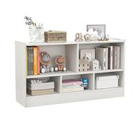 KOMFOTTEU Estantería Infantil con 5 Compartimientos Abiertos, Librería para Juguetes y Libros de Niños, Armario Bajo con Patas Antideslizantes, Estante para Exposición (111 x 30 x 61,5 cm, Blanco)