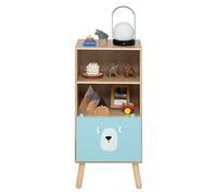 KOMFOTTEU Estantería Infantil de 3 Niveles, Librería para Juguetes y Libros de Niños con 1 Cajón y 2 Estantes Abiertos, Armario Bajo con Patas Antideslizantes, 41 x 29 x 85 cm