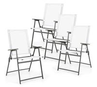KOMFOTTEU Juego de 2/4 Sillas Plegables de Jardín, Sillas de Jardín Portátiles con Reposabrazos y Respaldo Alto, Sillones Ergonómicos con Carga de 150 kg, Asiento para Exterior (Blanco x 4)