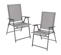 KOMFOTTEU Juego de 2/4 Sillas Plegables de Jardín, Sillas de Jardín Portátiles con Reposabrazos y Respaldo Alto, Sillones Ergonómicos con Carga de 150 kg, Asiento para Exterior (Gris x 2)