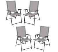 KOMFOTTEU Juego de 2/4 Sillas Plegables de Jardín, Sillas de Jardín Portátiles con Reposabrazos y Respaldo Alto, Sillones Ergonómicos con Carga de 150 kg, Asiento para Exterior (Gris x 4)