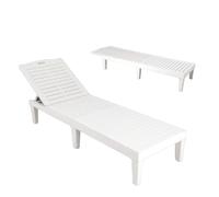 KOMFOTTEU Juego de 2 Tumbonas de Jardín de PP, Silla Reclinable con Respaldo Ajustable de 5 Niveles, Chaise Longue con Carga 160 kg, Baño de Sol, para Balcón, Terraza, 156 x 55 x 83 cm (Blanco)
