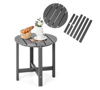 KOMFOTTEU Mesa de Centro de Jardín, Mesa Auxiliar de Exterior de HDPE, Mesa Lateral con Carga de 150 kg, Mesita de Café para Balcón, Terraza, Patio, 46 x 46 x 46 cm (Redonda, Gris)