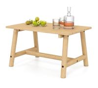 KOMFOTTEU Mesa de Jardín de Madera Maciza, Mesa Auxiliar Terreza Exterior con Carga de 125 kg, Mesita Baja Rectangular con Tablero de Listones para Balcón, Patio, 90 x 55 x 50 cm (Natural)