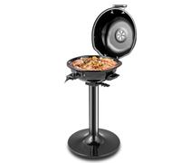 KOMFOTTEU Parrilla Eléctrica para Barbacoa de 1600 W, Barbacoa Portátil con Rejilla Metálica, Temperatura Ajustable 93°C - 218°C, Recogegrasa, para Picnic, Fiesta, Jardín (sin Bandeja Calentadora)