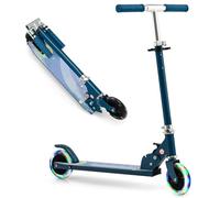 KOMFOTTEU Patinete para Niños, Patinete Infantil con 2 Ruedas LED y Freno, Monopatín Plegable con 3 Alturas Ajustables, Scooter de Aluminio con Carga 50 kg, para Niños (Sin Soporte y Correa, Azul)