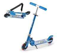 KOMFOTTEU Patinete para Niños, Patinete Infantil con 2 Ruedas LED y Freno, Monopatín Plegable con 3 Alturas Ajustables, Scooter de Aluminio con Carga 50 kg, para Niños (con Soporte y Correa, Azul.)