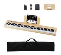 KOMFOTTEU Piano Digital de 88 Teclas, Teclado de Piano con 380 Sonidos, 128 Ritmos, 88 Demos, MIDI, Pedal de Sostenido, Piano Eléctrico Portátil con Soporte para Música, Bolsa de Transporte (Marrón)
