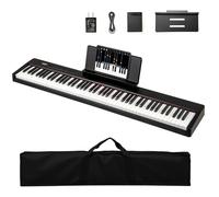 KOMFOTTEU Piano Digital de 88 Teclas, Teclado de Piano con 380 Sonidos, 128 Ritmos, 88 Demos, MIDI, Pedal de Sostenido, Piano Eléctrico Portátil con Soporte para Música, Bolsa de Transporte (Negro)