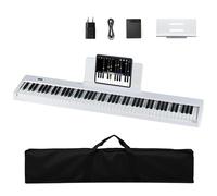 KOMFOTTEU Piano Digital de 88 Teclas, Teclado de Piano con 380 Sonidos, 128 Ritmos, 88 Demos, MIDI, Pedal de Sostenido, Piano Eléctrico Portátil con Soporte para Música, Bolsa de Transporte (Blanco)