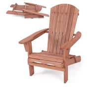 KOMFOTTEU Silla Adirondack Plegable, Silla de Jardín de Madera de Abeto, Silla Tumbona con Respaldo Alto y Reposabrazos, Sillón de Exterior Carga 180 kg para Patio, Terraza, Balcón (Natural x 1)