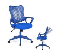KOMFOTTEU Silla Escritorio Ergonómica, Silla de Oficina con Altura Ajustable y Respaldo Reclinable, Sillón Giratorio con Ruedas Universales, Cojín Acolchado, Respaldo Mariposa, Carga 150 kg (Azul)