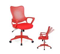 KOMFOTTEU Silla Escritorio Ergonómica, Silla de Oficina con Altura Ajustable y Respaldo Reclinable, Sillón Giratorio con Ruedas Universales, Cojín Acolchado, Respaldo Mariposa, Carga 150 kg (Rojo)