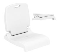 KOMFOTTEU Silla Plegable de Playa de Plástico, Silla Portátil Ligera con Respaldo y Asas, con Orificio de Drenaje, para Camping, Pesca, Piscina, 56 x 47 x 52 cm, Carga 100 kg (Blanco)