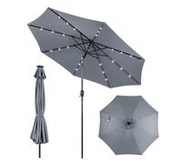 KOMFOTTEU Sombrilla Terraza Exterior Ø300cm con LED, Parasol Inclinable Plegable, Sombrilla de Jardín con Manivela y 8 Varillas, Sombrilla de Terraza con Protección Solar (Gris)