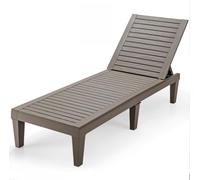 KOMFOTTEU Tumbona con Respaldo Ajustable en 5 Niveles, Silla de PP con Reposabrazos, Soporte hasta 180 kg, Asiento Reclinable con 6 Patas para Jardín, Patio, Playa, 190 x 57,5 x 29 cm, Marrón