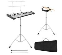 KOMFOTTEU Xilófono de 30/32 Notas, Glockenspiel con Soporte de Altura Ajustable, Carrillón con Mazos, Baquetas, Atril, Bolsa de Transporte, Instrumento de Percusión para Niños y Adultos (32 notas)