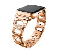 KOMI Correa de reloj compatible con Apple Watch Series 9/8/7 45mm 41mm, correas de repuesto de acero inoxidable con diamantes de imitación tipo D para iWatch S6 S5 S4 S3