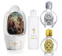 KOMI Juego de 4 piezas de fuente de agua bendita y botellas, espiritu santo