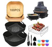 Komicea Accesorios Freidora de Aire, Molde Silicona Freidora de Aire, para Air Fryer Ninja Crispi, Molde Air Fryer Accesorios, Parrilla Etc