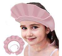 KOMIDK Gorro de ducha para bebés, champú, gorro de baño de silicona, ajustable, para lavar el cabello, ducha, protección de baño, gorro de ducha para niños pequeños, bebés, niños (rosa)