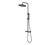 KOMIRO - Columna de Ducha Moderna Negra con Mezclador Termostático y Ducha de Lluvia de 10 Pulgadas, Ajustable en Altura, Sistema de Ducha de Lluvia para Baño
