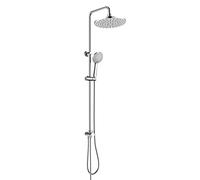 KOMIRO Sistema de ducha sin grifería, ducha de lluvia sin grifo, juego de barra de ducha con ducha de lluvia y 5 tipos de chorro, redondo, cromado