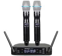 KOMISON Micrófono inalámbrico, de metal dual, profesional, UHF, inalámbrico, sistema de micrófono de mano para karaoke en casa, reuniones, fiestas, iglesia, DJ, boda, juego de KTV en casa, 250 pies
