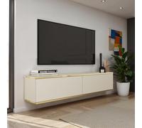 Komodee Banff TV135 - Armario TV, Frente Liso Beige, Roble Artesano, Ancho 135 cm, Alto 30 cm, Fondo 32 cm