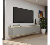 Komodee Banff TV135 - Armario TV, Frontal Liso Gris, Roble Artesano, Ancho 135 cm, Alto 30 cm, Fondo 32 cm
