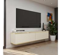 Komodee Banff TV135 MDF - Armario TV, Beige Mate, Roble Artesanal, Ancho 135 cm, Alto 30 cm, Fondo 32 cm