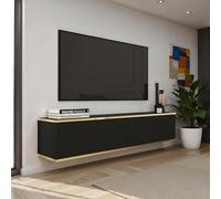Komodee Banff TV135 MDF - Armario TV, Negro Mate, Roble Artesano, Ancho 135 cm, Alto 30 cm, Fondo 32 cm