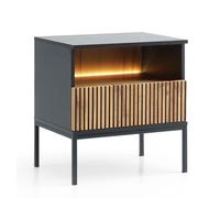 Komodee Laval ST97 - Mesa de Día con Cajón, Negra, Roble Wotan, Ancho 54 cm, Alto 56 cm, Profundidad 39 cm
