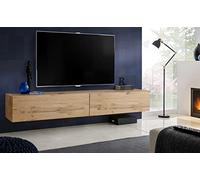 Komodee, Mueble Banco TV Loreto, Wotan Mat/Wotan Mat, Ancho 200 cm x Altura 30 cm x Profundidad 41,5 cm, Estilo Moderno/Minimalista para Sala de Estar, Dormitorio